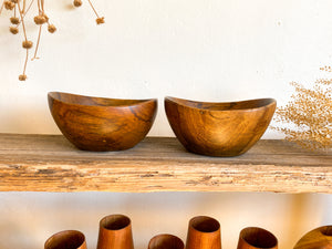 Oblong Wooden Bowl, pair